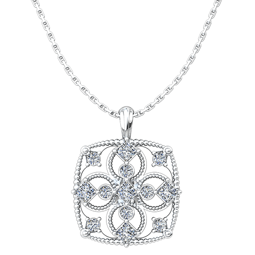April Cubic Zirconia Antique Birthstone Cross Pendant - with 18" Sterling Silver Chain