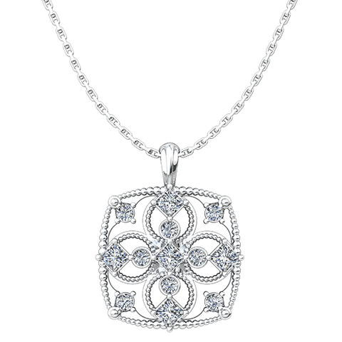 April Cubic Zirconia Antique Birthstone Cross Pendant - with 18" Sterling Silver Chain