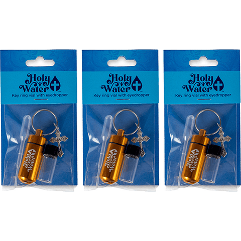 Catholic Holy Water Bottle Keychain Kit - Gold, Bulk Set of 3