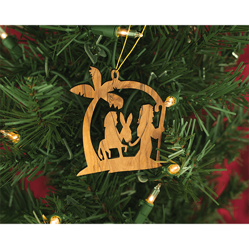 Mary & Joseph Olive Wood Christmas Ornament from Israel, Made in the Holy Land of Bethlehem