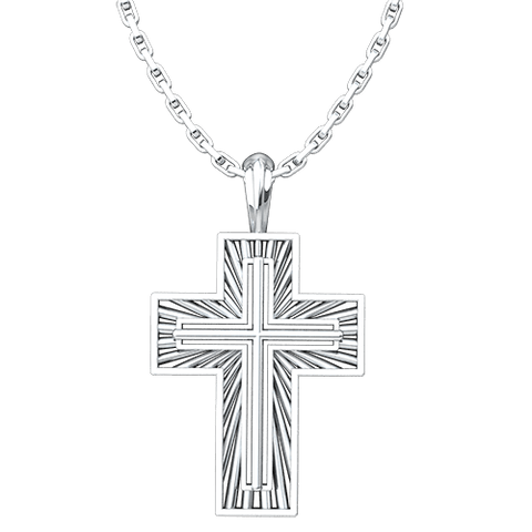 Sterling Silver Shining Cross Pendant with 18" Sterling Silver Chain