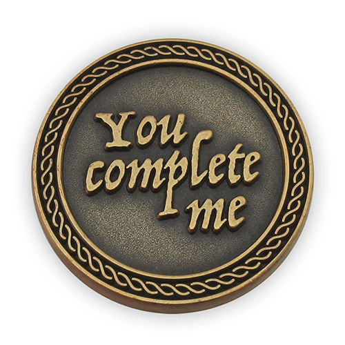 You Complete Me Romantic Love Expression Antique Gold Plated Coin