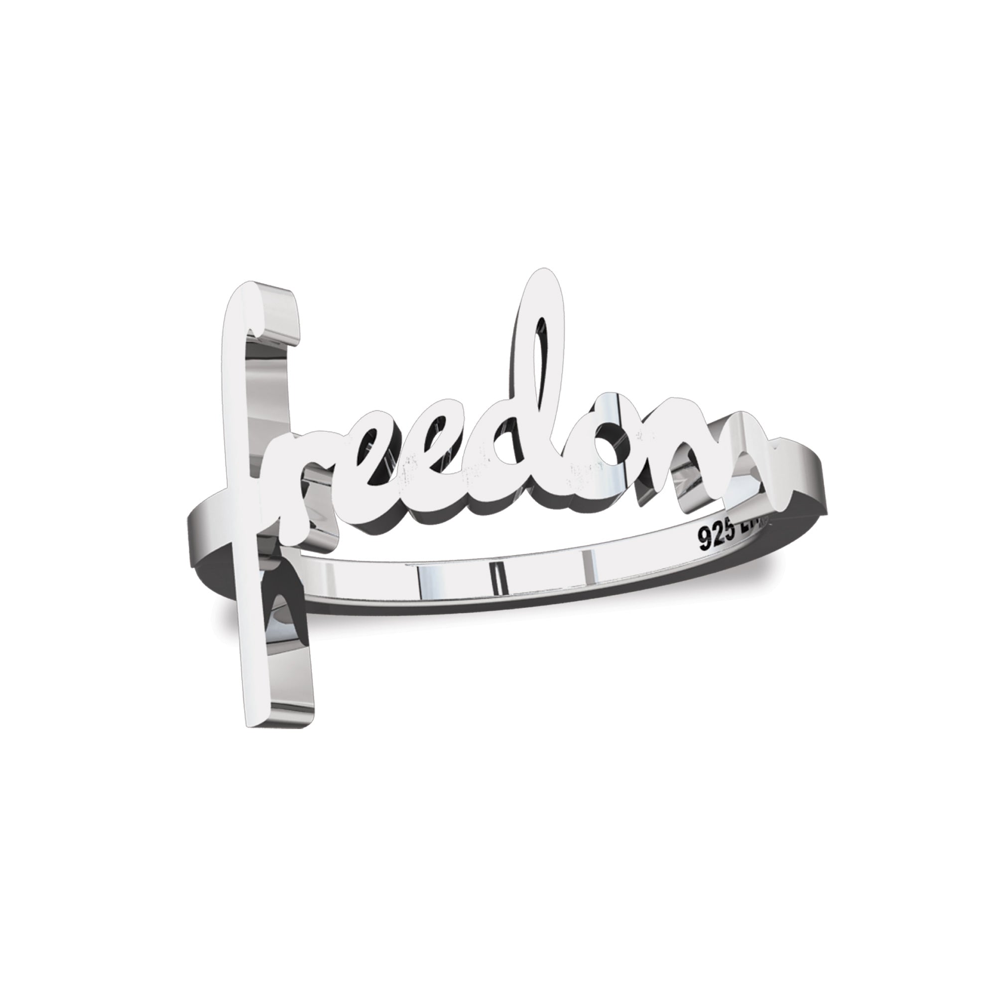 Freedom Sterling Silver Script Cross Ring, Words of Life Collection