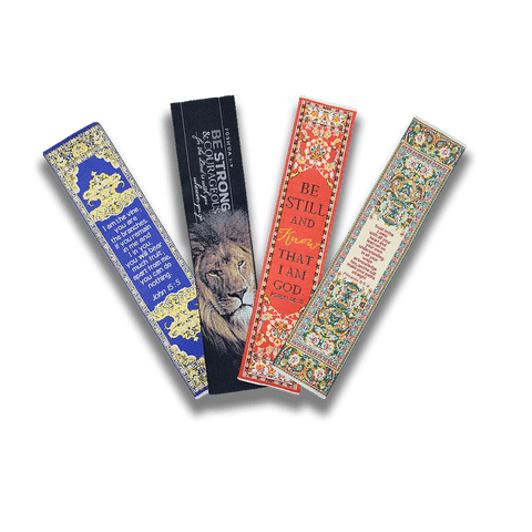 Fabric Bookmark Assortment #5 - 4 Woven Logos Bookmarks - Logos Trading Post, Christian Gift