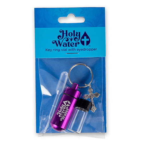 Catholic Holy Water Bottle Keychain Kit - Purple