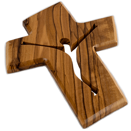 Jesus Cross, Olive Wood Hanging Wall Cross, Jesus Silhouette,  Wooden Wall Cross Décor, Gifts from Holy Land of Israel flat view