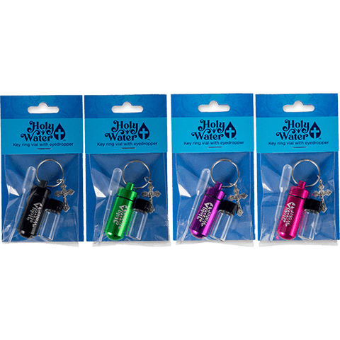 Holy Water Bottle Kits, Bulk Assortment of 4 - Pink, Purple, Green, & Black