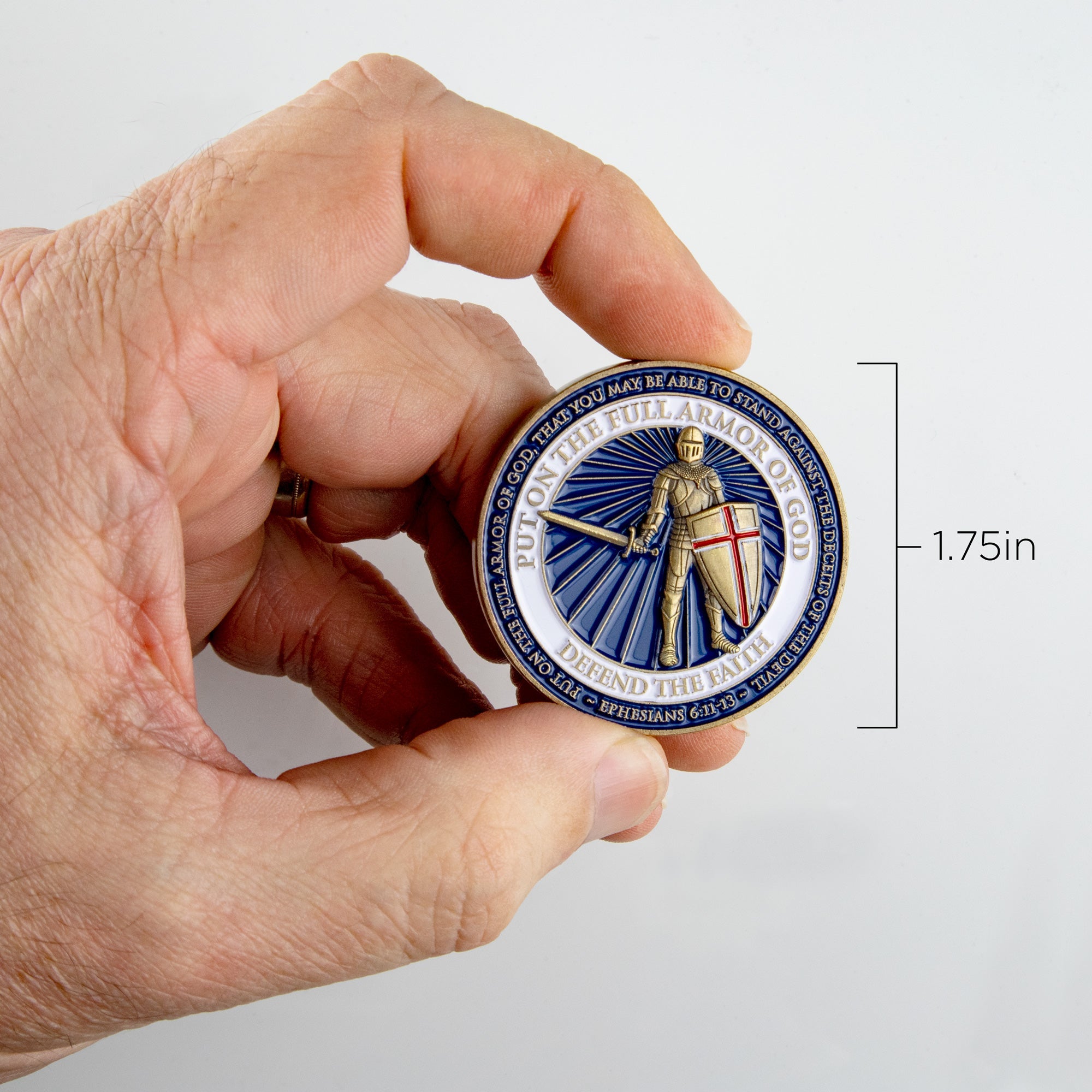 Armor of God - Defend the Faith Challenge Coin,  Religious Pocket Prayer Token, Ephesians 6:11-13