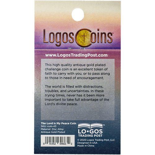 The Lord is my Peace Antique Gold Plated Christian Coin with Dove and Olive Branch  - John 14:27