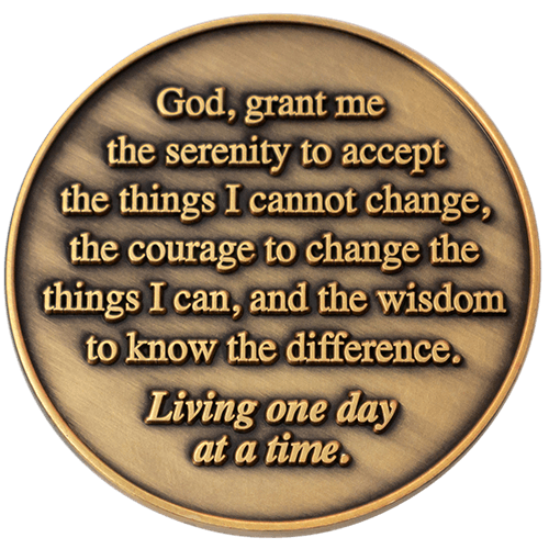 One Day at a Time Antique Gold Plated Challenge Coin with Serenity Prayer