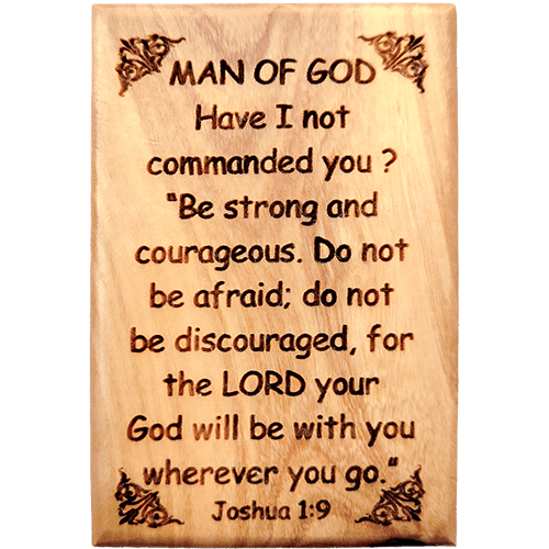 Bible Verse Fridge Magnets, Man of God - Joshua 1:9, 1.6" x 2.5" Olive Wood Religious Motivational Faith Magnets from Bethlehem, Home, Kitchen, & Office, Inspirational Scripture Décor
