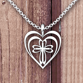 Radiant Heart with Cross Sterling Silver Necklace