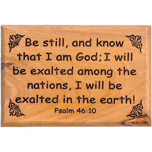 Olive Wood Bible Verse Fridge Magnets, Be Still & Know - Psalm 46:10