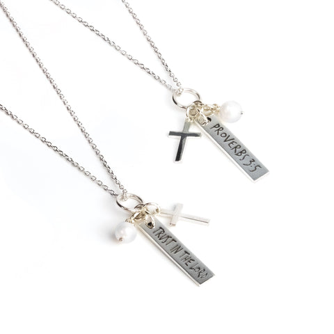 Trust in the Lord, Sterling Silver Scripture Cross Necklace