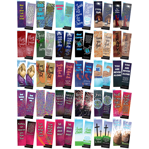 120 Assorted Children and Youth Bible Verse Bookmarks Box Set - 60 Individual Designs, 2 of Each Design