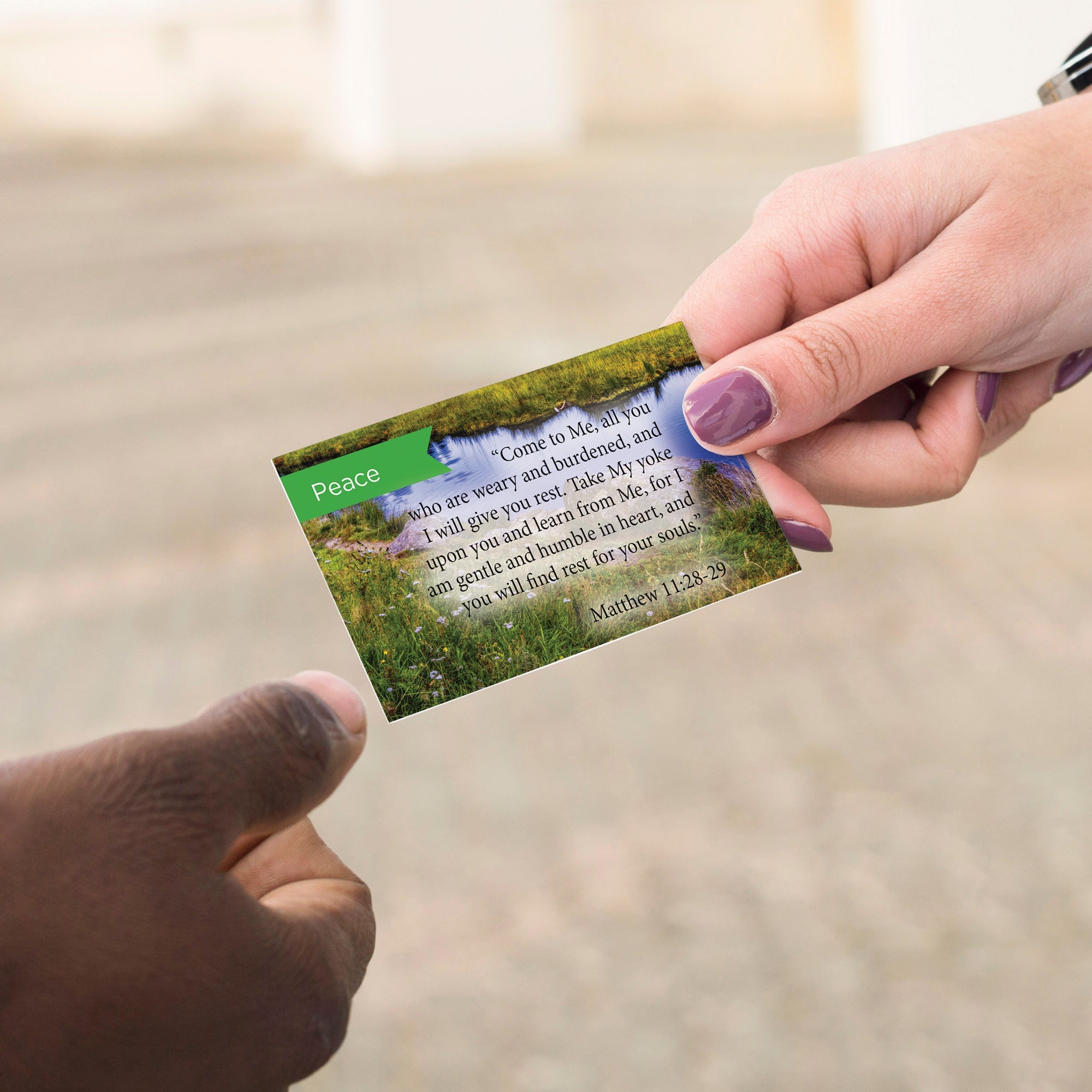 Peace, Matt 11:28-29, Pass Along Scripture Cards, Pack 25