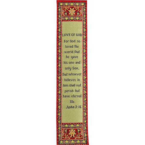 For God so Loved the World, Woven Fabric Christian Bookmark, Love of God, Silky Soft John 3:16 Bookmarker for Novels Books and Bibles, Traditional Turkish Design, Flexible Memory Verse Bookmark Gift
