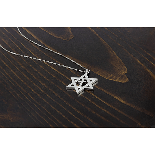 Star of David Sterling Silver Necklace with Cross 18" Sterling Silver Chain