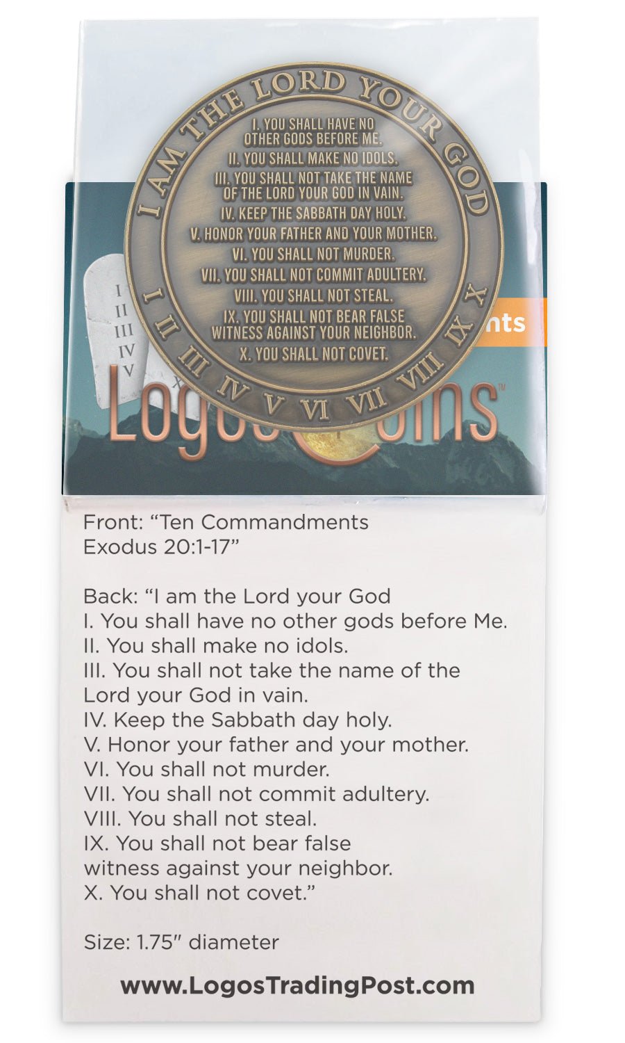 Ten Commandments Antique Gold Plated Challenge Coin