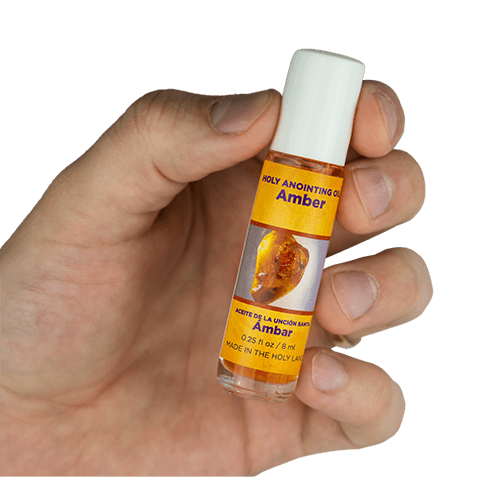 Amber Anointing Oil from Israel, Deluxe Gift Box Set - Silver