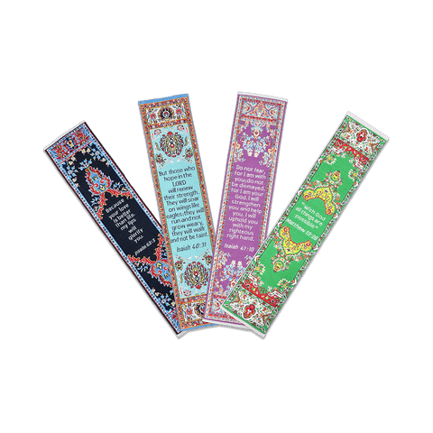 Fabric Bookmark Assortment #6 - 4 Woven Logos Bookmarks - Logos Trading Post, Christian Gift