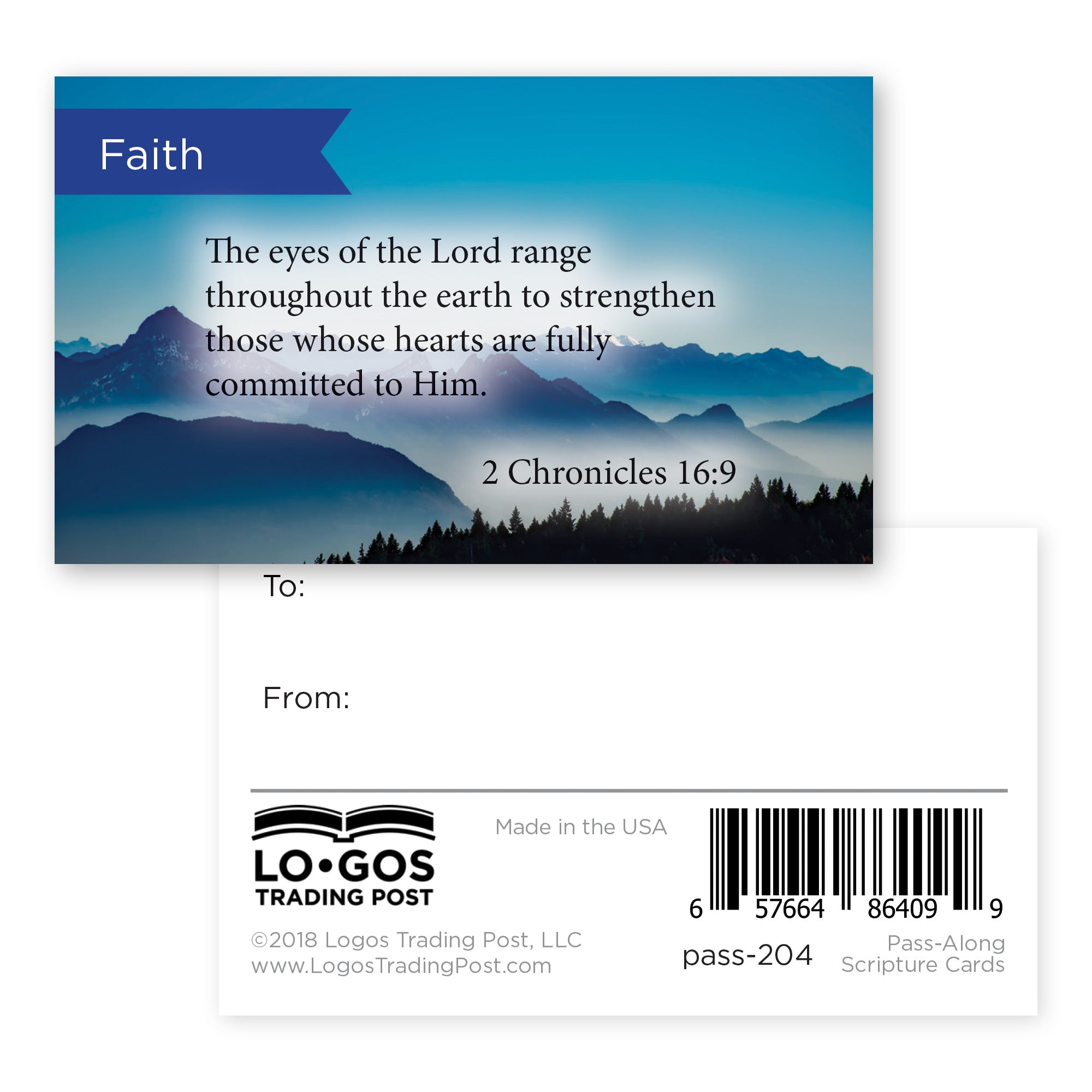 Faith, 2 Chron 16:9, Pass Along Scripture Cards, Pack 25