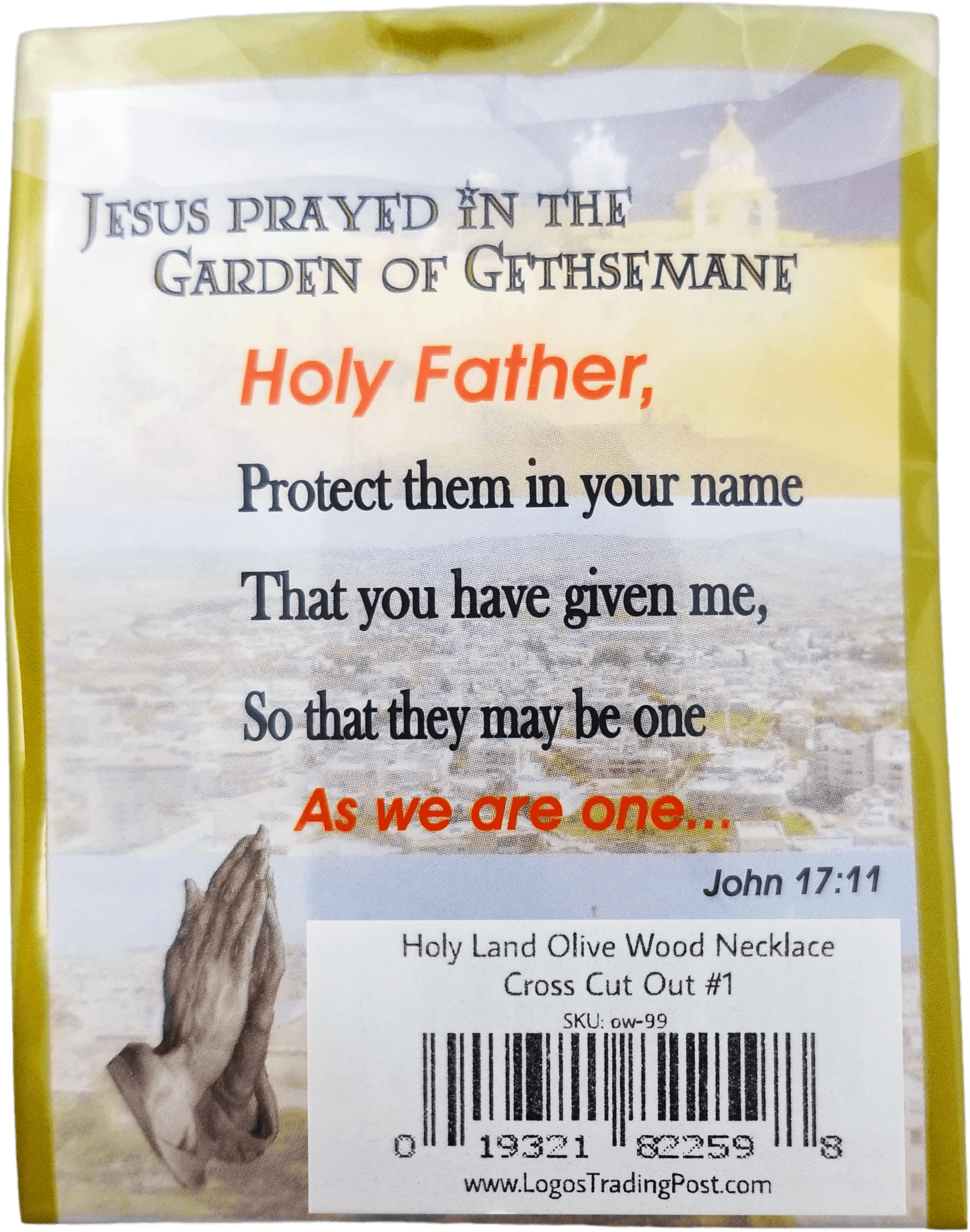 Olive Wood Cross Cutout Necklace with Flat Edges