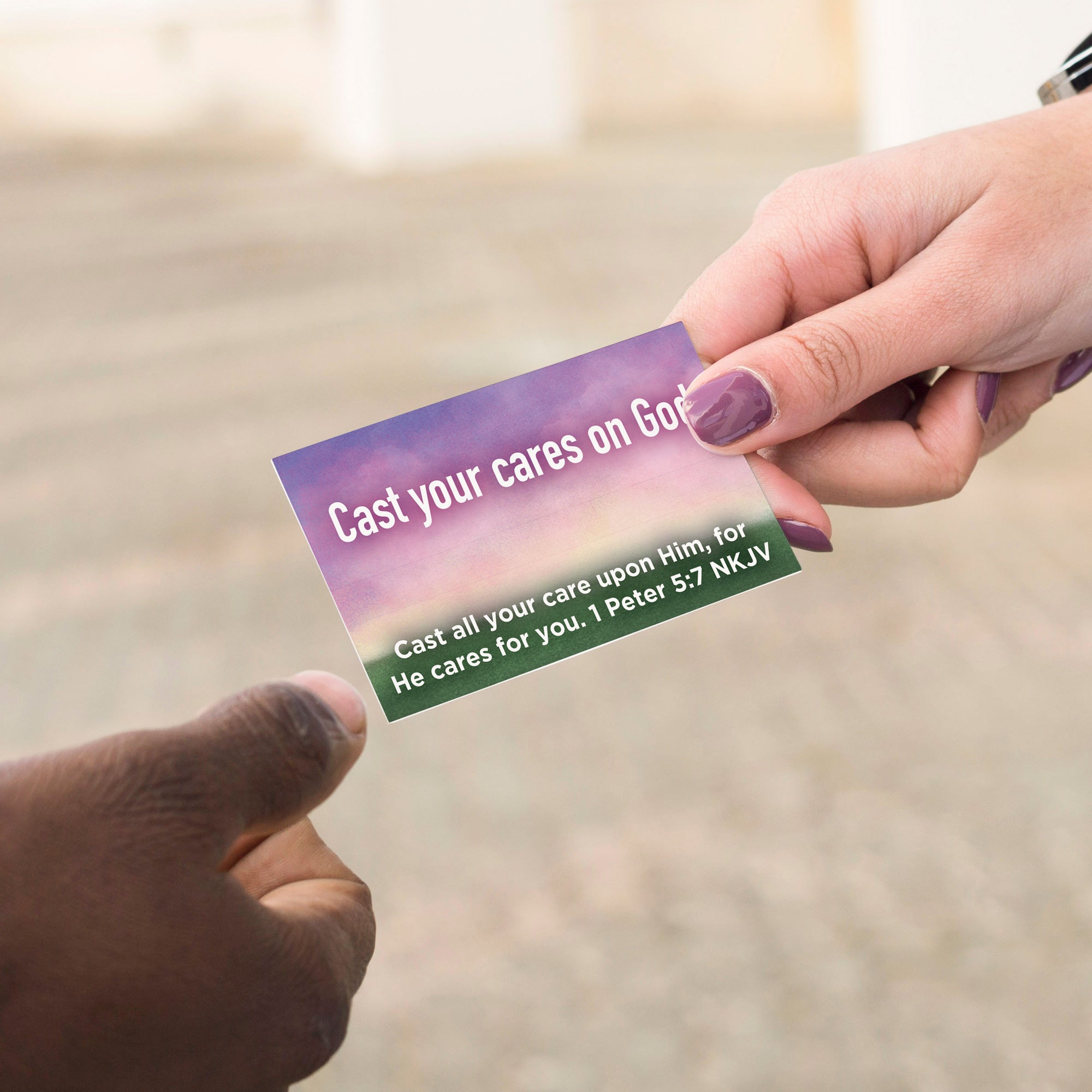 Children and Youth, Pass Along Scripture Cards, Cast Your Cares on God, 1 Peter 5:7, Pack of 25