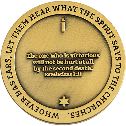 Smyrna, Seven Churches of Revelation Antique Gold Plated Challenge Coin Antique Gold Plated Prayer Gift
