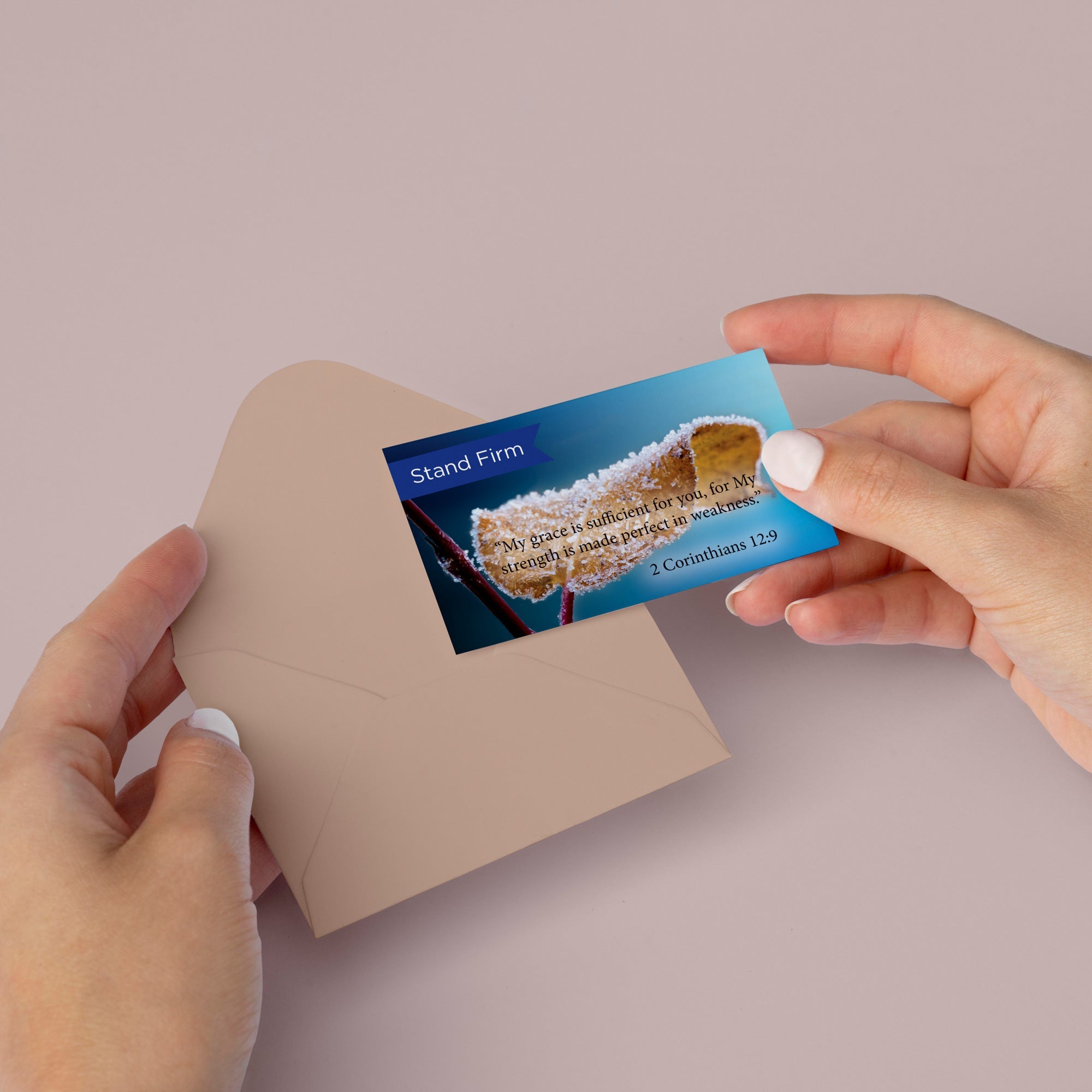 Stand Firm, 2 Cor 12:9, Pass Along Scripture Cards, Pack 25