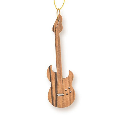 Electric Guitar Christmas Ornament, Holy Land Olive Wood