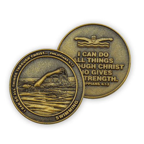Swimming Coin, Christian Sports Coin for Boys and Girls