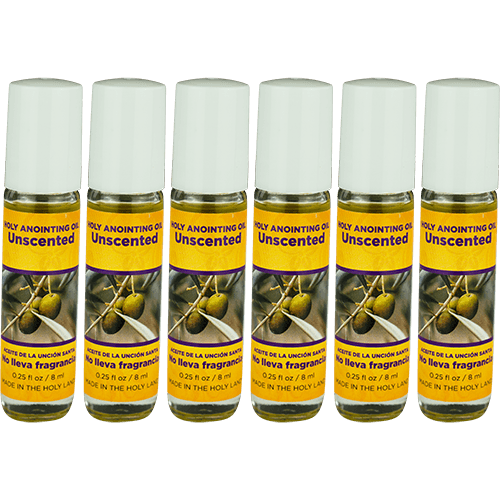 Unscented Holy Land Anointing Oils from Israel, Bulk Set of 6 Bottles, 1/4 oz Each, Made in Jerusalem from Local Herbs and Essences, Aceite de la unción santa no lleva fragrancia