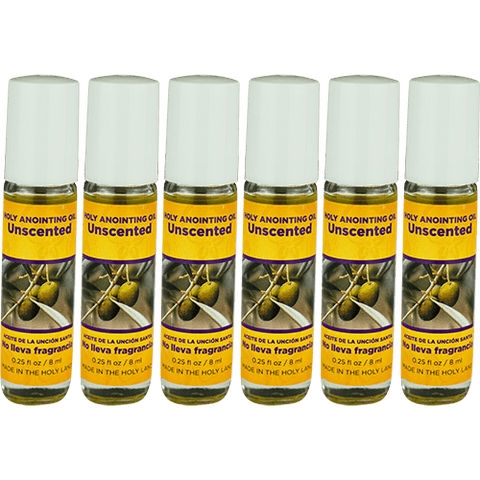 Unscented Holy Land Anointing Oils from Israel, Bulk Set of 6 Bottles, 1/4 oz Each, Made in Jerusalem from Local Herbs and Essences, Aceite de la unción santa no lleva fragrancia