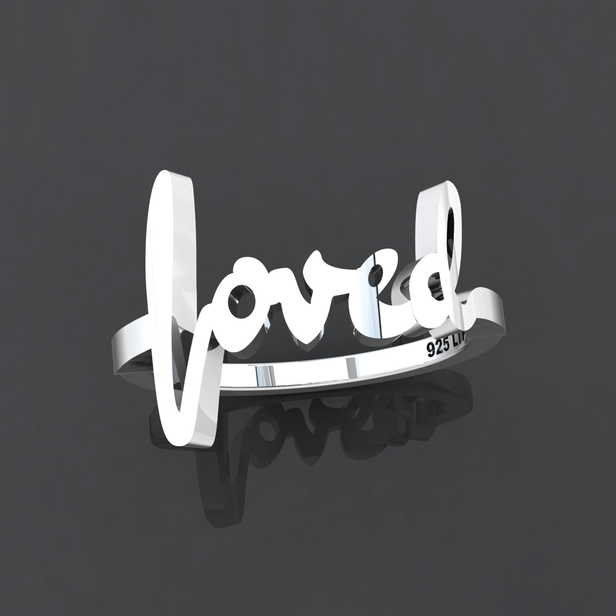 Loved Sterling Silver Script Cross Ring, Words of Life Collection