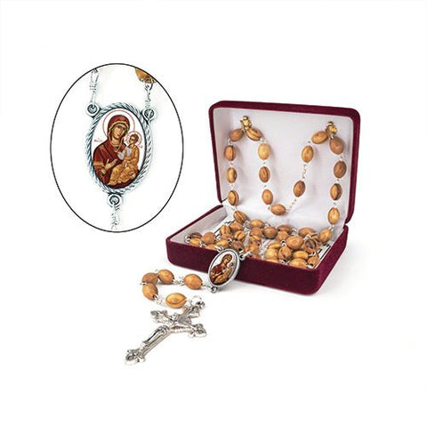 Virgin Mary of Jerusalem (Byzantine) Olive Wood Rosary