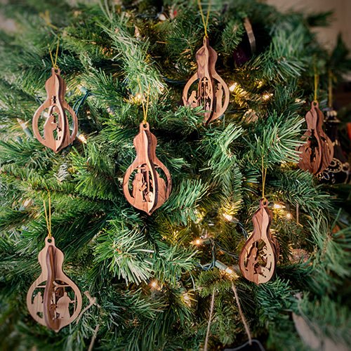 Nativity, Angel & Shepherd, 3D Olive Wood Christmas Ornament