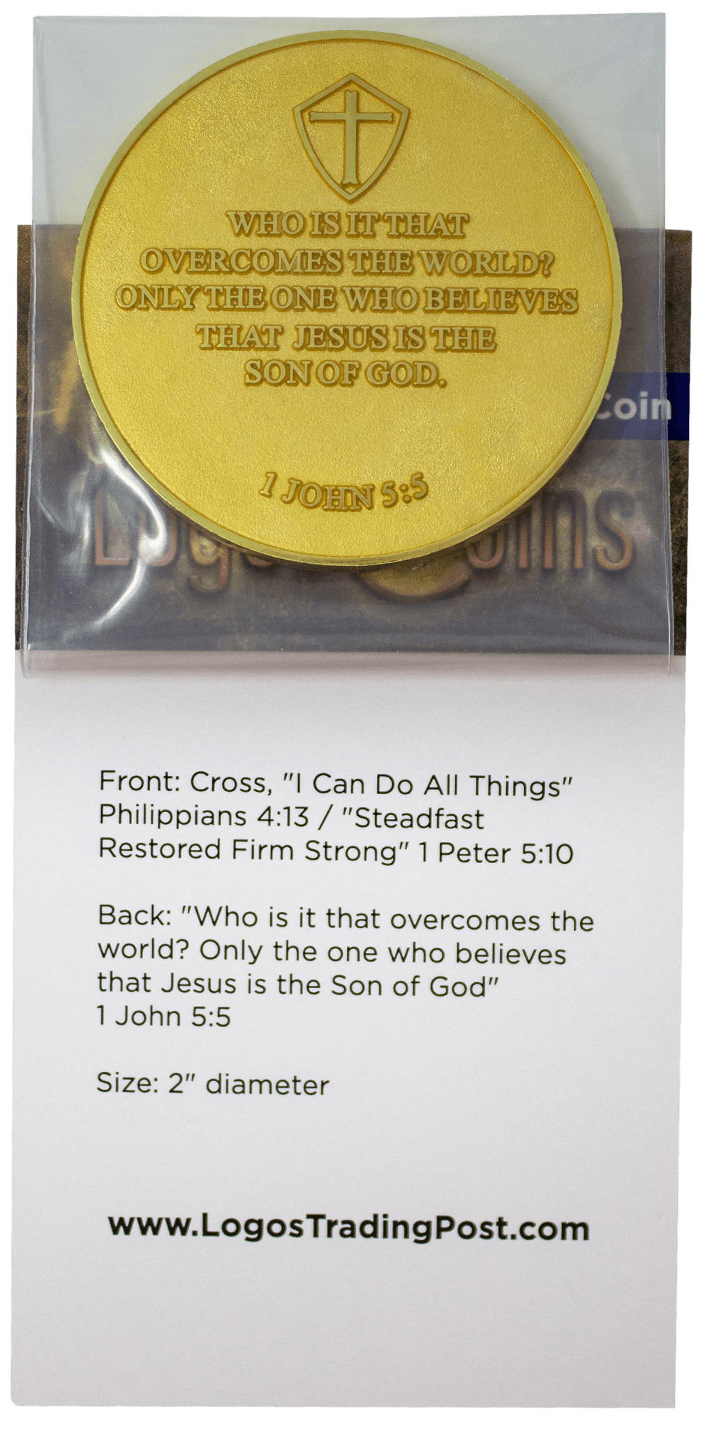 Overcomers Gold Plated Challenge Coin For Men and Boys -  Philippians 4:13