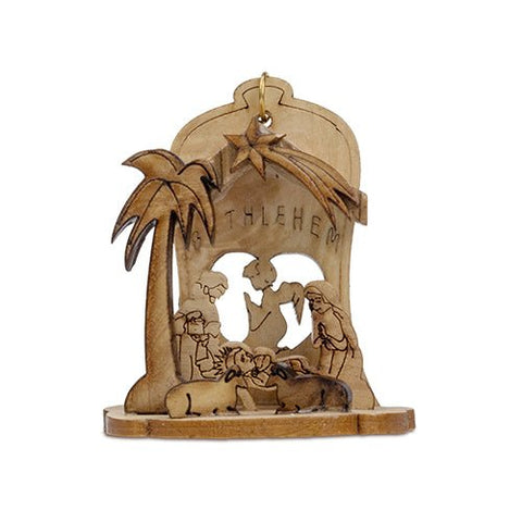 Bell Nativity Scene, Olive Wood Manger Grotto