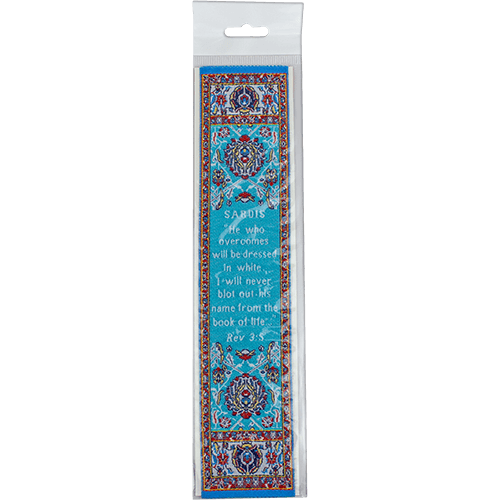 Woven Fabric Christian Bookmark: Sardis - Promises of the Seven Churches of Revelations - Revelations 3:5