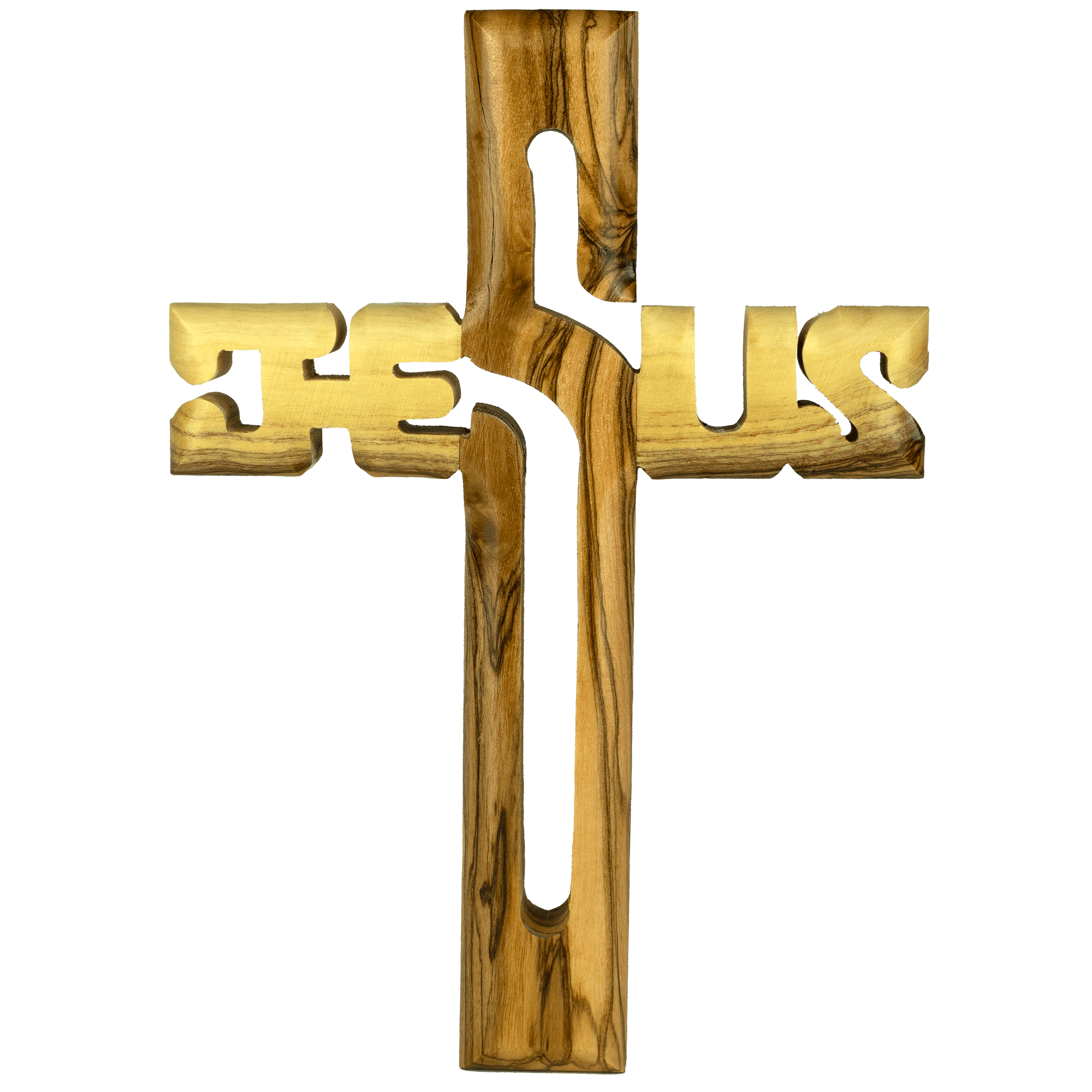 Olive Wood Wall Cross Jesus Cut Out (M)