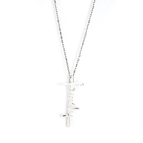 Family Cross Necklace, Words of Life Sterling Silver Pendant Necklace