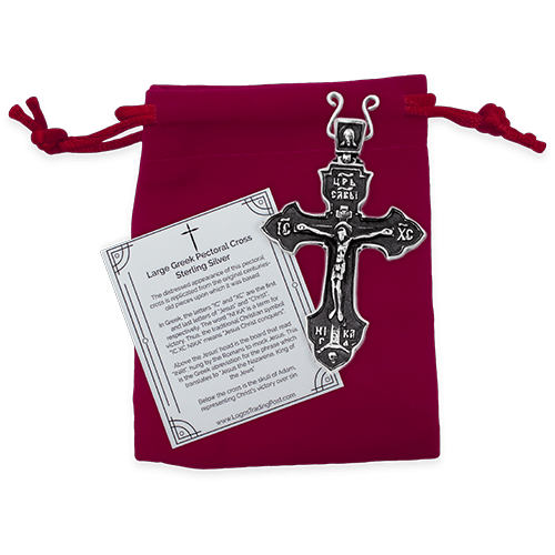 Greek Cross with Crucifix, Large Sterling Silver Pectoral (No Chain)