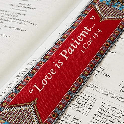 Wedding Encouragement Gift, Themed Assortment of 4 Woven Fabric Bible Verse Bookmarks, Silky Soft & Flexible Religious Bookmarkers for Novels Books & Bibles, Woven Design, Memory Verse Gift
