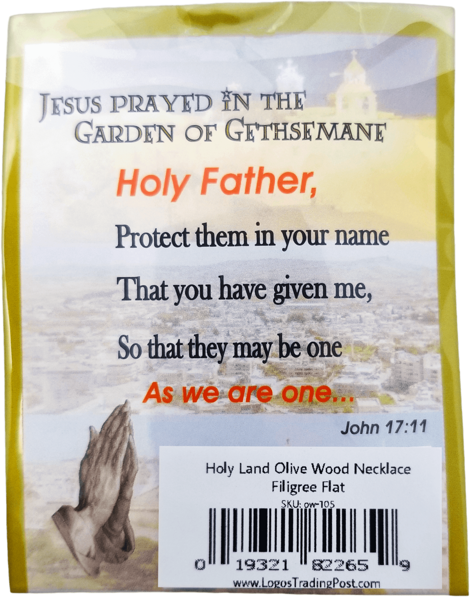 Olive Wood Flat Filigree Cross Necklace