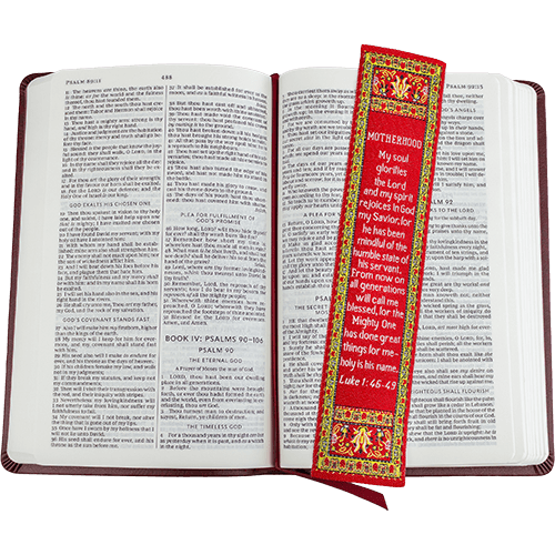 Motherhood, Woven Fabric Christian Bookmark, Motherhood, They Will Call Me Blessed, Silky Soft Luke 1:46-49 Bookmark, Traditional Turkish Design, Gift for Mom