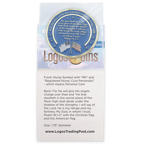 Nurse Gold Plated Challenge Coin With Psalm 91 and Cura Personalis