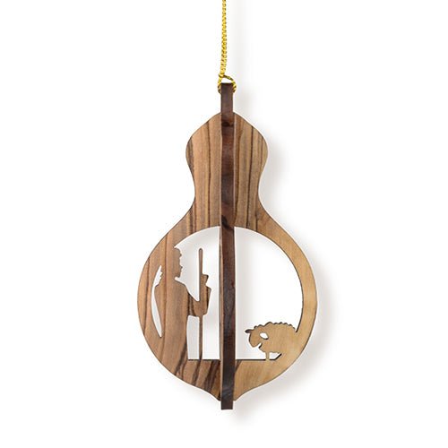 Nativity, Star & Shepherd, 3D Olive Wood Christmas Ornament