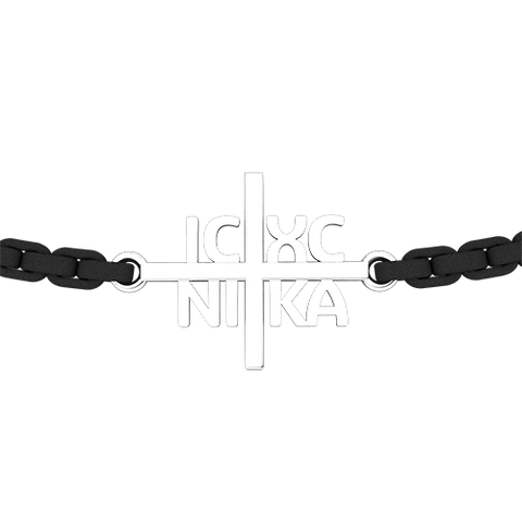 IC XC NIKA Bracelet, Jesus Christ the King, Sterling Silver Pendant with Cord