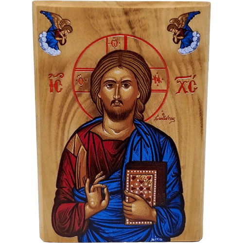 Jesus King of the Universe Olive Wood Color Icon